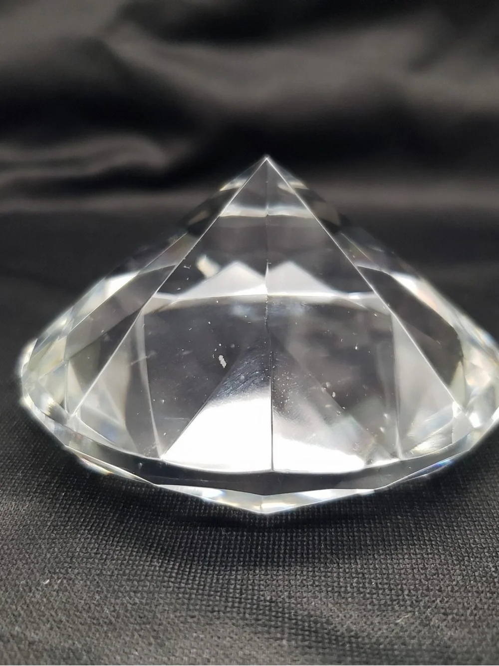 Diamond crystal clear glass paperweight, photography lens
